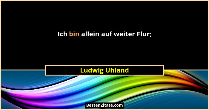 Ich bin allein auf weiter Flur;... - Ludwig Uhland