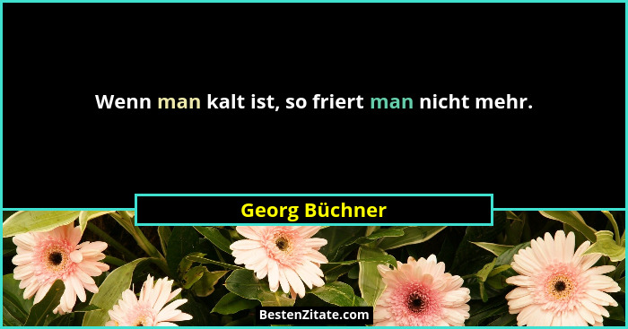 Wenn man kalt ist, so friert man nicht mehr.... - Georg Büchner
