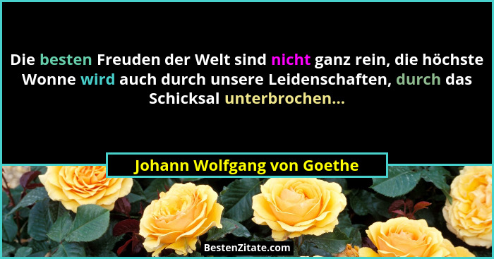 Die besten Freuden der Welt sind nicht ganz rein, die höchste Wonne wird auch durch unsere Leidenschaften, durch das Schi... - Johann Wolfgang von Goethe