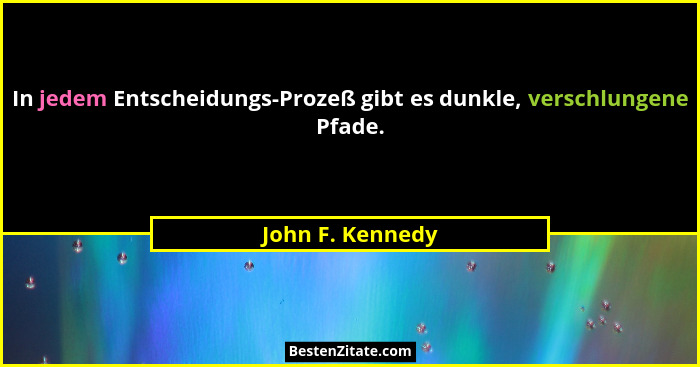 In jedem Entscheidungs-Prozeß gibt es dunkle, verschlungene Pfade.... - John F. Kennedy