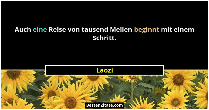 Auch eine Reise von tausend Meilen beginnt mit einem Schritt.... - Laozi