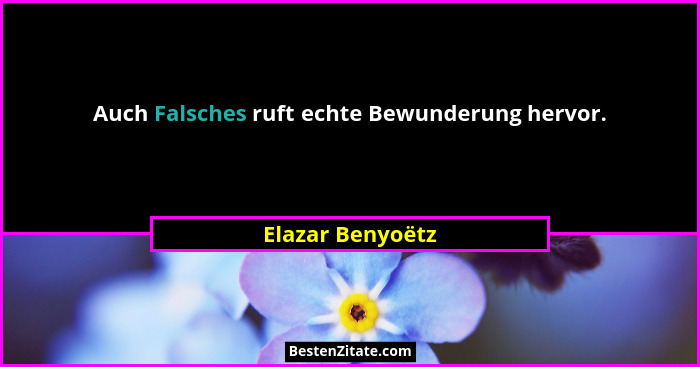 Auch Falsches ruft echte Bewunderung hervor.... - Elazar Benyoëtz