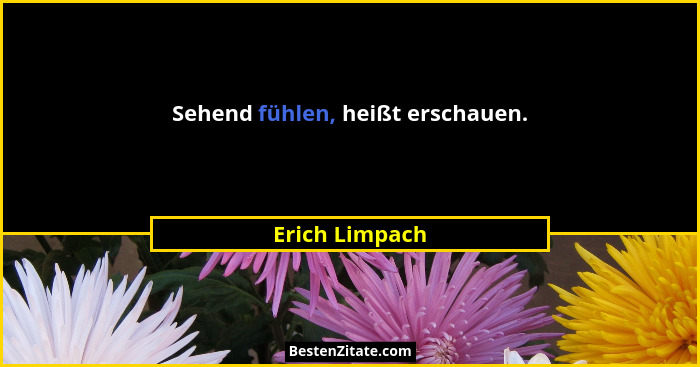 Sehend fühlen, heißt erschauen.... - Erich Limpach