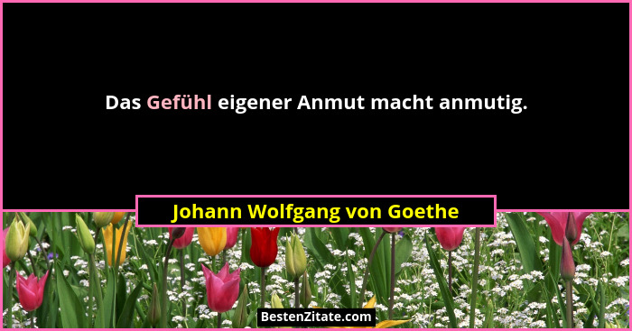 Das Gefühl eigener Anmut macht anmutig.... - Johann Wolfgang von Goethe