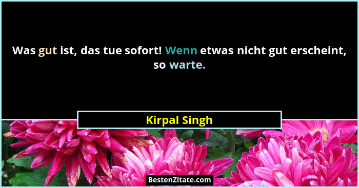 Was gut ist, das tue sofort! Wenn etwas nicht gut erscheint, so warte.... - Kirpal Singh