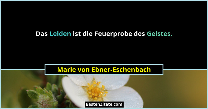 Das Leiden ist die Feuerprobe des Geistes.... - Marie von Ebner-Eschenbach