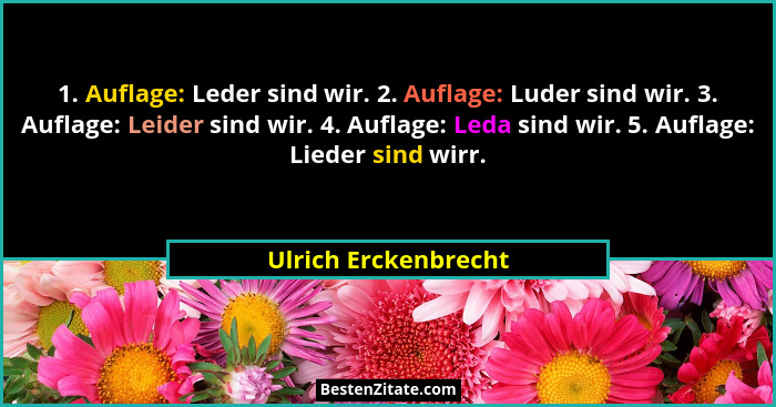 1. Auflage: Leder sind wir. 2. Auflage: Luder sind wir. 3. Auflage: Leider sind wir. 4. Auflage: Leda sind wir. 5. Auflage: Lied... - Ulrich Erckenbrecht