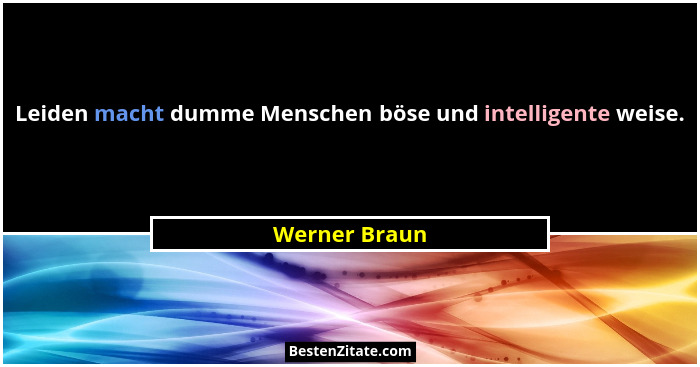 Leiden macht dumme Menschen böse und intelligente weise.... - Werner Braun