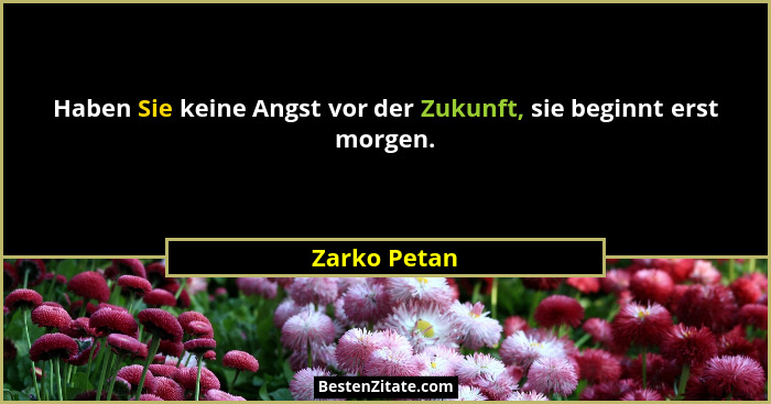 Haben Sie keine Angst vor der Zukunft, sie beginnt erst morgen.... - Zarko Petan