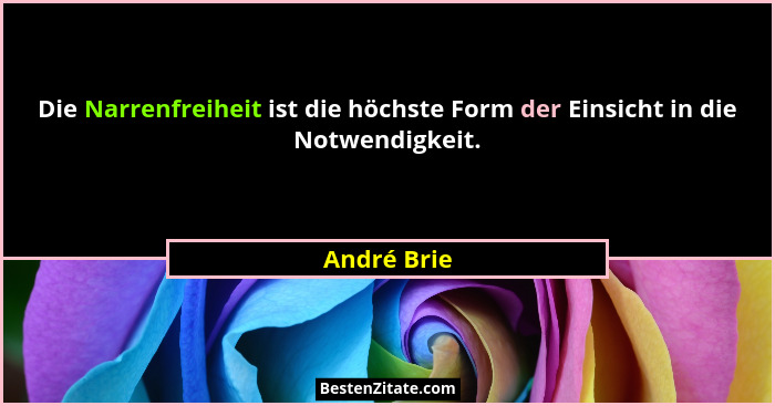 Die Narrenfreiheit ist die höchste Form der Einsicht in die Notwendigkeit.... - André Brie
