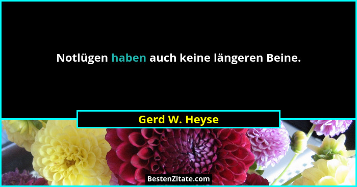 Notlügen haben auch keine längeren Beine.... - Gerd W. Heyse