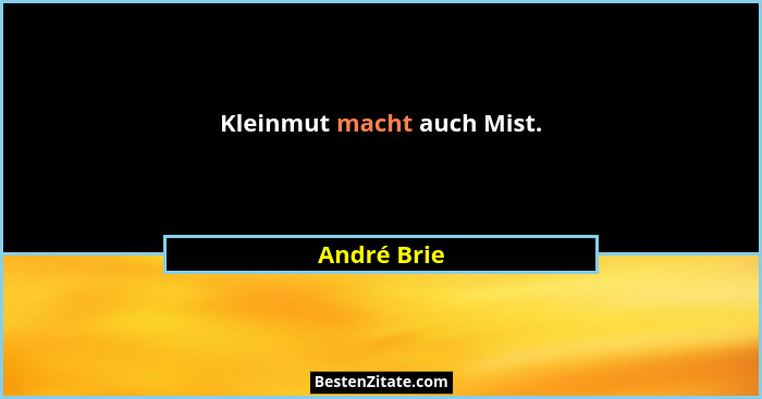 Kleinmut macht auch Mist.... - André Brie