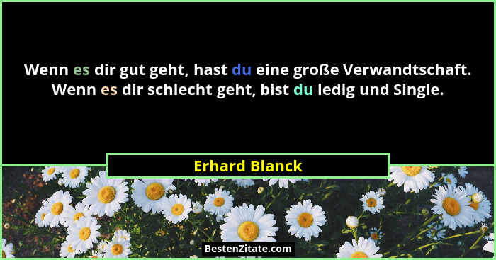 Wenn es dir gut geht, hast du eine große Verwandtschaft. Wenn es dir schlecht geht, bist du ledig und Single.... - Erhard Blanck