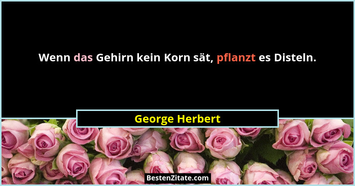 Wenn das Gehirn kein Korn sät, pflanzt es Disteln.... - George Herbert