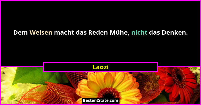 Dem Weisen macht das Reden Mühe, nicht das Denken.... - Laozi