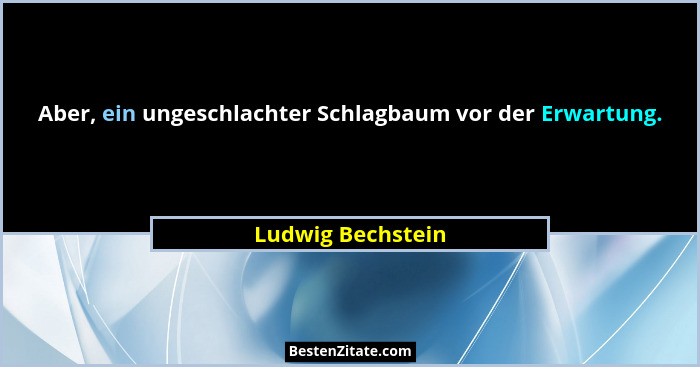 Aber, ein ungeschlachter Schlagbaum vor der Erwartung.... - Ludwig Bechstein