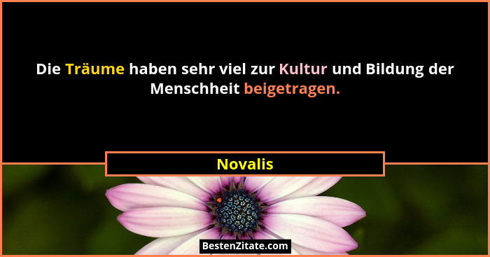 Die Träume haben sehr viel zur Kultur und Bildung der Menschheit beigetragen.... - Novalis