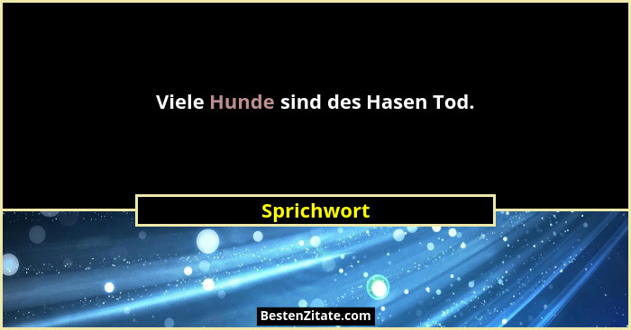 Viele Hunde sind des Hasen Tod.... - Sprichwort