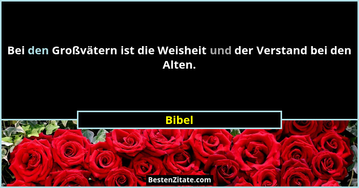 Bei den Großvätern ist die Weisheit und der Verstand bei den Alten.... - Bibel
