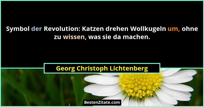 Symbol der Revolution: Katzen drehen Wollkugeln um, ohne zu wissen, was sie da machen.... - Georg Christoph Lichtenberg
