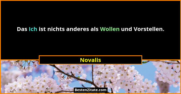 Das Ich ist nichts anderes als Wollen und Vorstellen.... - Novalis