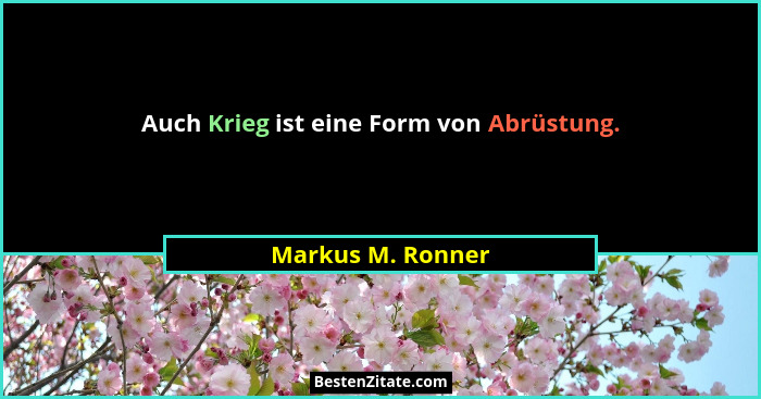 Auch Krieg ist eine Form von Abrüstung.... - Markus M. Ronner