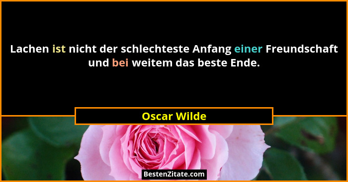 Lachen ist nicht der schlechteste Anfang einer Freundschaft und bei weitem das beste Ende.... - Oscar Wilde
