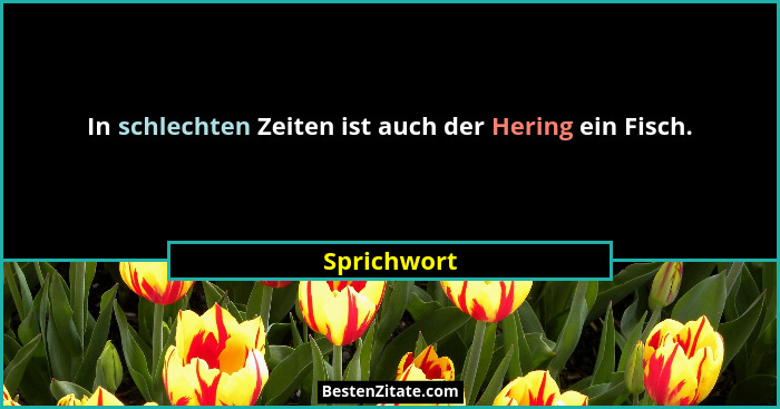 In schlechten Zeiten ist auch der Hering ein Fisch.... - Sprichwort