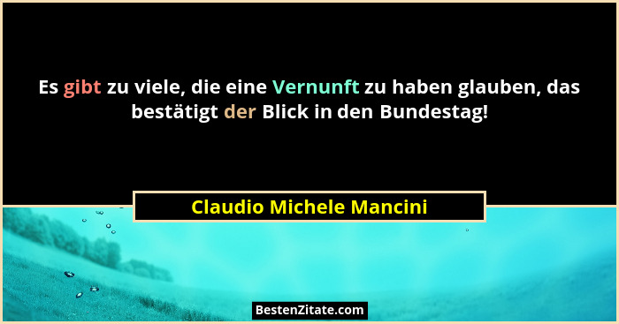 Es gibt zu viele, die eine Vernunft zu haben glauben, das bestätigt der Blick in den Bundestag!... - Claudio Michele Mancini