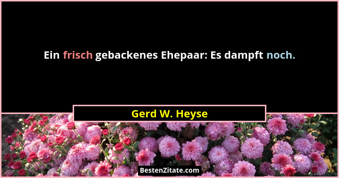 Ein frisch gebackenes Ehepaar: Es dampft noch.... - Gerd W. Heyse