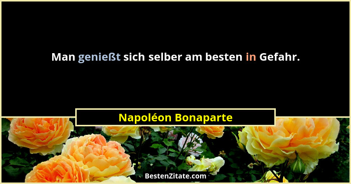 Man genießt sich selber am besten in Gefahr.... - Napoléon Bonaparte