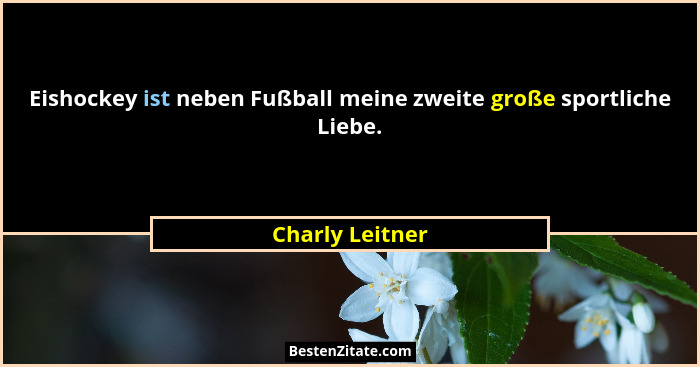 Eishockey ist neben Fußball meine zweite große sportliche Liebe.... - Charly Leitner
