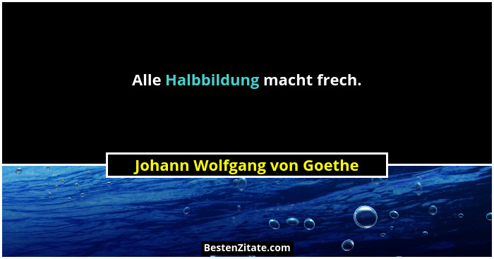 Alle Halbbildung macht frech.... - Johann Wolfgang von Goethe