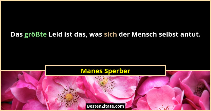 Das größte Leid ist das, was sich der Mensch selbst antut.... - Manes Sperber