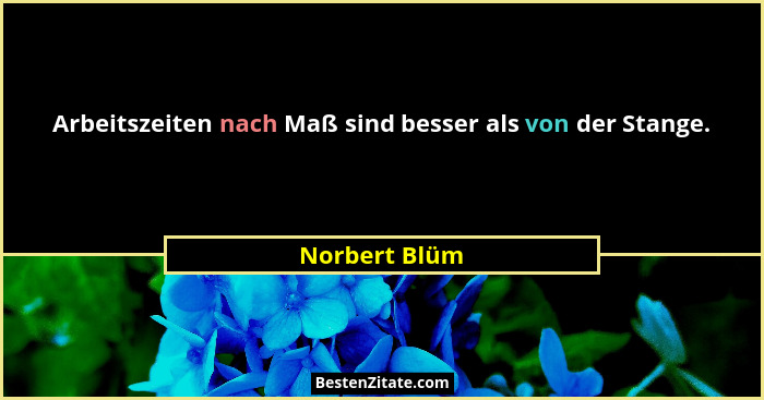 Arbeitszeiten nach Maß sind besser als von der Stange.... - Norbert Blüm