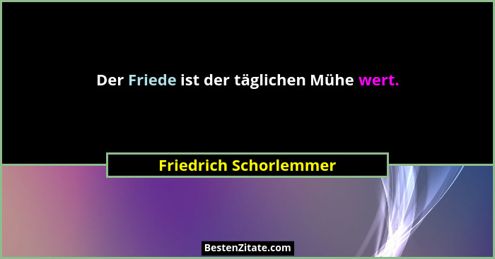 Der Friede ist der täglichen Mühe wert.... - Friedrich Schorlemmer