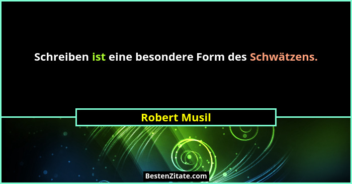 Schreiben ist eine besondere Form des Schwätzens.... - Robert Musil