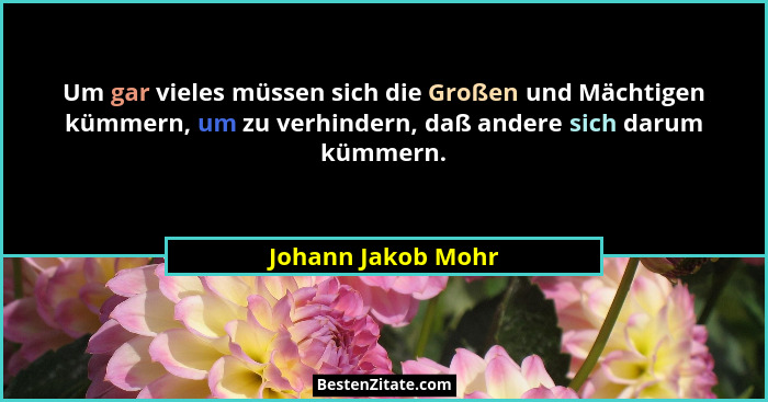 Um gar vieles müssen sich die Großen und Mächtigen kümmern, um zu verhindern, daß andere sich darum kümmern.... - Johann Jakob Mohr
