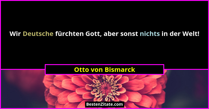 Wir Deutsche fürchten Gott, aber sonst nichts in der Welt!... - Otto von Bismarck