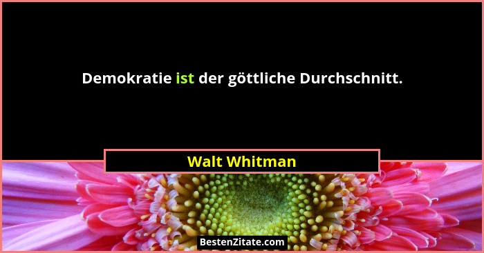 Demokratie ist der göttliche Durchschnitt.... - Walt Whitman