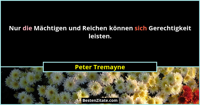 Nur die Mächtigen und Reichen können sich Gerechtigkeit leisten.... - Peter Tremayne