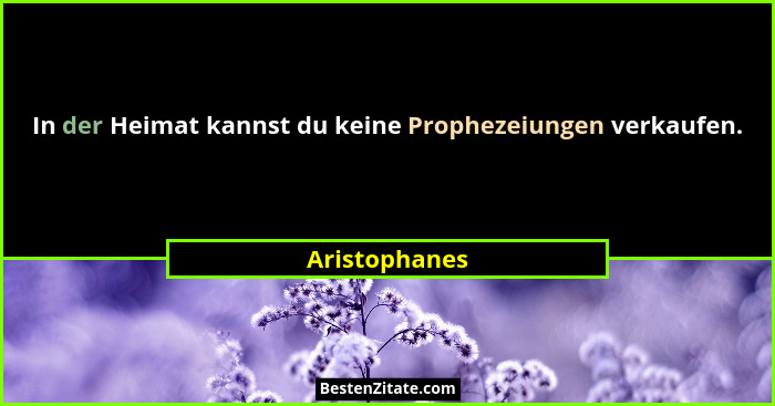 In der Heimat kannst du keine Prophezeiungen verkaufen.... - Aristophanes