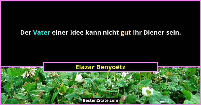 Der Vater einer Idee kann nicht gut ihr Diener sein.... - Elazar Benyoëtz