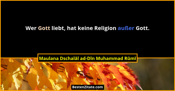 Wer Gott liebt, hat keine Religion außer Gott.... - Maulana Dschalāl ad-Dīn Muhammad Rūmī