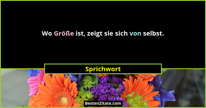 Wo Größe ist, zeigt sie sich von selbst.... - Sprichwort