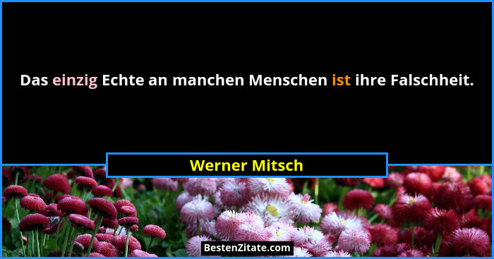 Das einzig Echte an manchen Menschen ist ihre Falschheit.... - Werner Mitsch