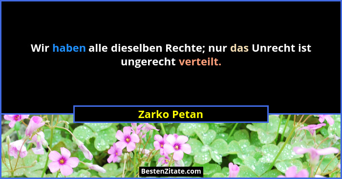 Wir haben alle dieselben Rechte; nur das Unrecht ist ungerecht verteilt.... - Zarko Petan
