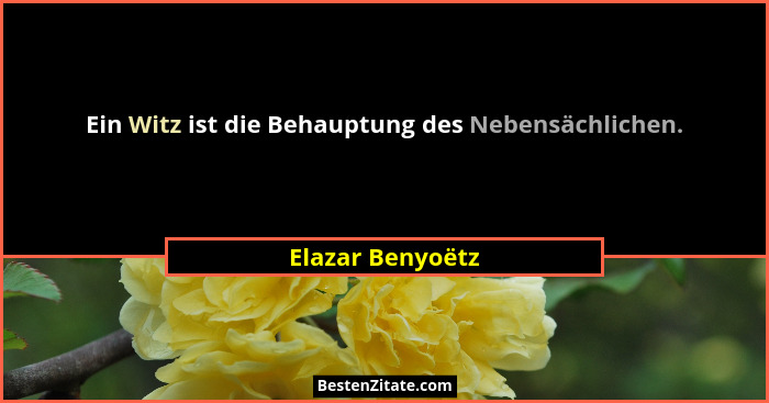 Ein Witz ist die Behauptung des Nebensächlichen.... - Elazar Benyoëtz
