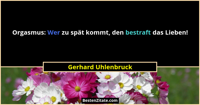 Orgasmus: Wer zu spät kommt, den bestraft das Lieben!... - Gerhard Uhlenbruck