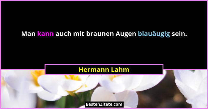 Man kann auch mit braunen Augen blauäugig sein.... - Hermann Lahm